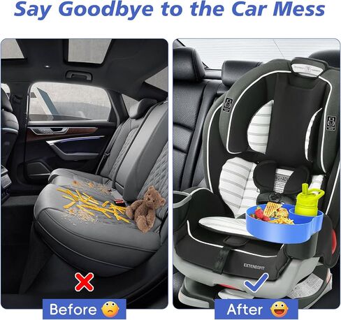 Car Seat Snack Tray for Kids: Kids Car Travel Tray with Cup Holder, Toddlers Road Trip Essential, Snacks Food Plate for Stroller, SnackTray with a Cup Holder (2, blue) in Saudi Arabia