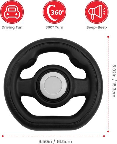 Stroller Steering Wheel Toy Black | Interactive Simulated Steering Wheel for Stroller Shopping Carts Wagon/Shopping Cart Attachment for Kids in Kuwait
