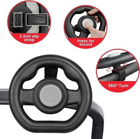 Stroller Steering Wheel Toy Black | Interactive Simulated Steering Wheel for Stroller Shopping Carts Wagon/Shopping Cart Attachment for Kids in Kuwait
