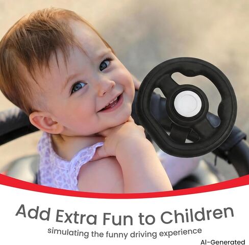 Stroller Steering Wheel Toy Black | Interactive Simulated Steering Wheel for Stroller Shopping Carts Wagon/Shopping Cart Attachment for Kids in Kuwait