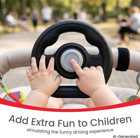Stroller Steering Wheel Toy Black | Interactive Simulated Steering Wheel for Stroller Shopping Carts Wagon/Shopping Cart Attachment for Kids in Kuwait