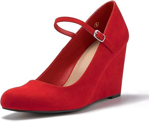 Coutgo Womens Wedge Pumps Dressy Mary Jane Shoes Comfort Wedges Closed Toe Ankle Strap Heeled Shoes in Saudi Arabia