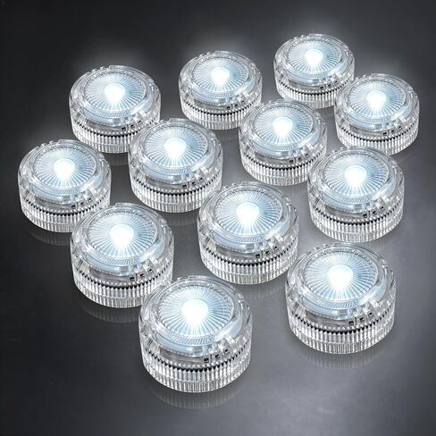 HL Submersible LED Lights,Yellow Mini LED Tea Light,150 Hour Runtime | Waterproof Battery Powered Small Flameless Lights for Weddings,Vases,Home,Festivals and Parties,12pcs (Built-in 24 Batteries) in Saudi Arabia