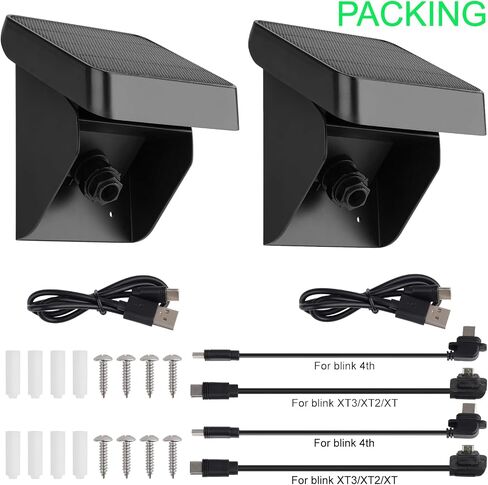 2PACK Solar Panel Charging Mount Compatible with Blink Outdoor 4 (4th Gen)/(3rd Gen) XT3/XT2/XT,Blink Outdoor 2K+ Camera,Weatherproof,Internal 3300mAh Rechargeable Battery Continuously for 365 Days in Saudi Arabia