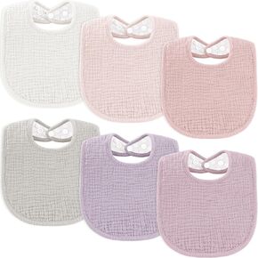 Susurration Muslin Baby Bibs 6 Pack Bandana Drool Bibs,Soft Square Adjustable Baby Drooling Bibs for Unisex Girls & Boys (Pink) in Saudi Arabia