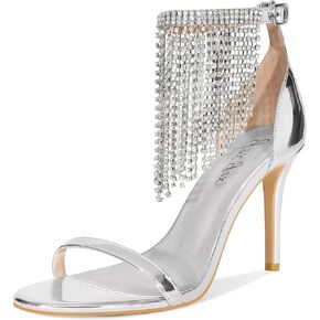 Women's High Heels Open Toe Sandals Rhinestone Fringe Ankle Strap Sandals Sparkling Stiletto Heel Party Dress Weddings Shoes in Kuwait
