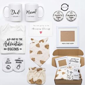 New Mom Gifts for Women, New Parents Gifts for Couples Est 2026, Pregnancy Gift Box | 9 PCS Gender Reveal & Baby Shower Gift Box: High-Quality, Cute, and Fun for New Parents; Soft and Gentle for the Newborn in Saudi Arabia