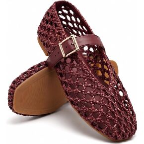 Women's Bohemian Hand-Woven Rope Mary Jane Jelly Mesh Flat Sandals Ballet in Saudi Arabia