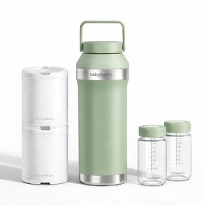 Baby Brezza All Day Portable Breastmilk Cooler, Large 20oz Capacity, Green | Double Wall Vacuum Insulated Travel Bottle, Dishwasher Safe, TSA Compliant, FSA or HSA, Includes 2 Ice Packs + 2 Bottles in Saudi Arabia