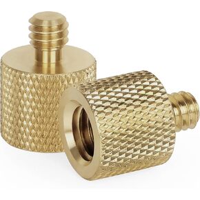 Anwenk Standard 3/8"-16 Female to 1/4"-20 Male Tripod Thread Reducer Screw Adapter (Brass) Precision Made (2 Pack) in Saudi Arabia