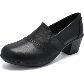 Loafers for Women & Slip-Ons, Chunky High Heel Pumps, Vegan Leather Non-Slip Comfortable Casual Dressy Office Work Shoes in Kuwait