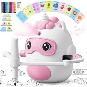 Unicorn Drawing Robot for Kids with150 Educational Cards, Smart Learning Toys Voice Interactive Partner Montessori Painting Toy for Girls Ages 3-8 in Saudi Arabia