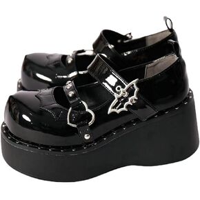 Parisuit Womens Lolita Platform Goth Shoes Mary Jane Wedge Heel Pumps | Ankle Strap, Round Toe, Punk Cosplay Shoes in Saudi Arabia
