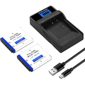 2 Pack KLIC-7001 Battery and LCD USB Charger for Kodak KLIC-7001 and Kodak EasyShare V550, V570, V610, V705, V750, M320, M340, M341, M753 Zoom, M763, M853 Zoom, M863, M893 is, M1063 Cameras in Saudi Arabia