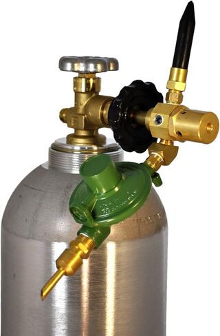 Balloon Filler Inflator E2802HT-DV Helium Gas Latex & Mylar Regulator | Brass Material | with Rubber Tilt Auto Shut Off Valve | Hand Tight Connection | Made in USA in Kuwait