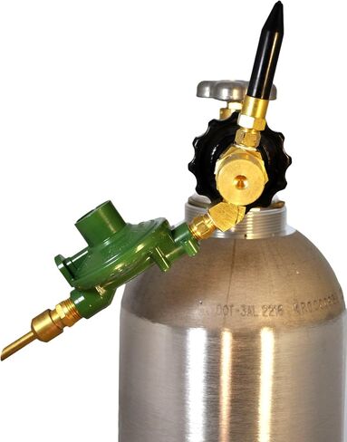 Balloon Filler Inflator E2802HT-DV Helium Gas Latex & Mylar Regulator | Brass Material | with Rubber Tilt Auto Shut Off Valve | Hand Tight Connection | Made in USA in Kuwait