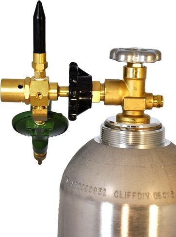 Balloon Filler Inflator E2802HT-DV Helium Gas Latex & Mylar Regulator | Brass Material | with Rubber Tilt Auto Shut Off Valve | Hand Tight Connection | Made in USA in Kuwait