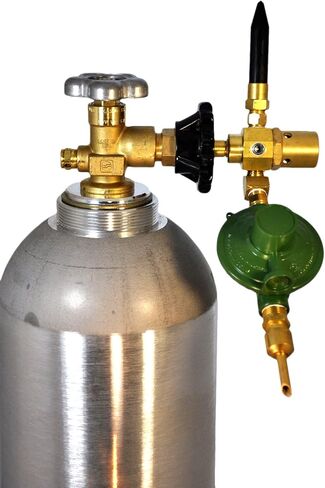 Balloon Filler Inflator E2802HT-DV Helium Gas Latex & Mylar Regulator | Brass Material | with Rubber Tilt Auto Shut Off Valve | Hand Tight Connection | Made in USA in Kuwait