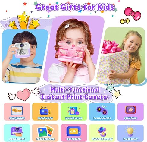 Kids Instant Print Camera*1 & 6 Rolls Print Paper*1 in Saudi Arabia