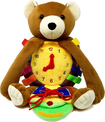 Buckle Toys, Billy Bear Backpack, Measures 18 x 7 Inches, Sensory Travel | Montessori Toddler Backpack, Buckles & Learning Activities, Busy Board Stuffed Animal for Fine Motor Skills in Kuwait