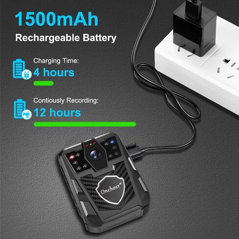 ONCHEER 1080P Sport Body Camera, with 32G TF Card Shoulder & Waist Clips, Police Body Cam Long Time Record, Personal Body Worn Cameras for Law Enforcement, Security Guards, Bike Trip in Saudi Arabia