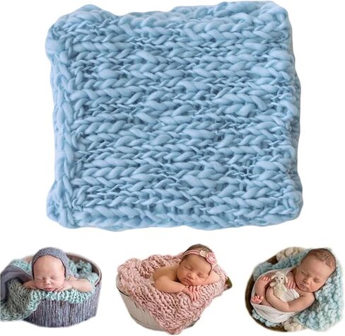 Coberllus Newborn Baby Photography Twist Blanket, Baby Photo Props | Handmade Knitted Texture Wrap for Newborn Boy Girl Photoshoot & Milestone Posing Aid Backdrops in Saudi Arabia