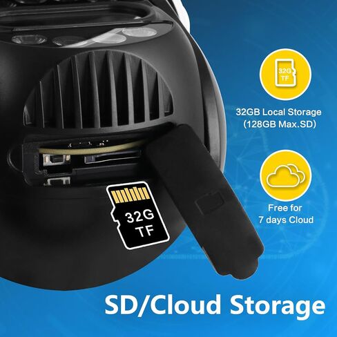 PTZ Outdoor Indoor Camera Wired 3 Lens, 32GB Local Storage, 8X Hybrid Zoom | WiFi Home Cameras 24/7 Recording, Pan/Tilt 360°View Auto Tracking, Free AI Detection, Color Night Vision, 2 Way Talk in Saudi Arabia
