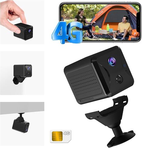 No WiFi Security Camera, 4G LTE Cellular Security Camera with SIM Card | 5200mAh Larger Battery Capacity, HD Portable Car Camera 4G, 160° Wide View, AI Motion Detection, No Red Glow Night Vision in Kuwait