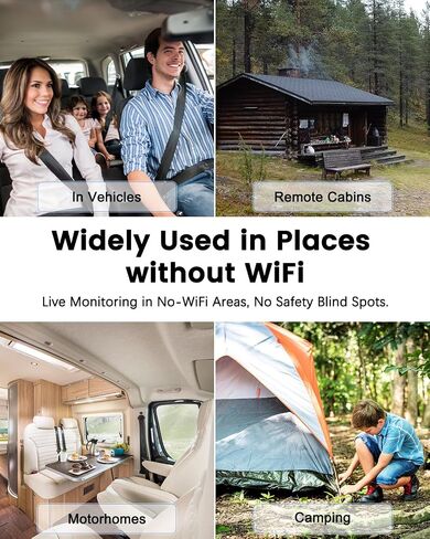 No WiFi Security Camera, 4G LTE Cellular Security Camera with SIM Card | 5200mAh Larger Battery Capacity, HD Portable Car Camera 4G, 160° Wide View, AI Motion Detection, No Red Glow Night Vision in Kuwait