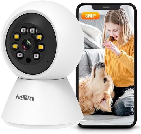 EVERSECU HD 2K 3.0MP WiFi Home Security Camera, Pan/tilt, Humanoid Auto Tracking, 2 Way Audio, Night Vision, Compatible with Alexa, Baby Monitor Elder Pet Camera(4pcs) in Saudi Arabia