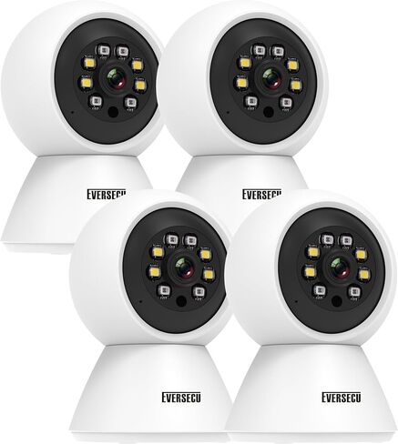 EVERSECU HD 2K 3.0MP WiFi Home Security Camera, Pan/tilt, Humanoid Auto Tracking, 2 Way Audio, Night Vision, Compatible with Alexa, Baby Monitor Elder Pet Camera(4pcs) in Saudi Arabia