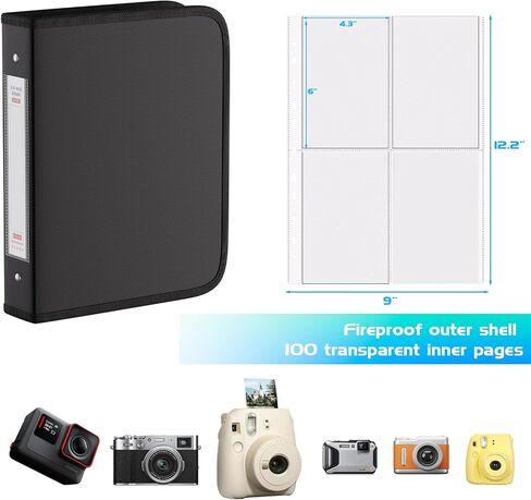 Tamfile Large 4x6" 400 Pocket Album, Fireproof Photo Binder with Plastic Sleeves (50 Pages), Waterproof Heavy Duty Photo Portfolio Folder with Clear Sheet Protectors, Each Page Holds 8 Pictures in Saudi Arabia