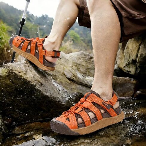 KuaiLu Orthopedic Closed Toe Sandals For Womens Athletic Outdoor Walking | Recovery Cushion Sandals With Arch Support Plantar Fasciitis Shoes Hiking Travel Beach Essentials Fisherman Sandal, Brown 7 in Saudi Arabia