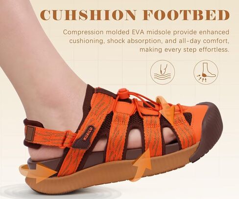 KuaiLu Orthopedic Closed Toe Sandals For Womens Athletic Outdoor Walking | Recovery Cushion Sandals With Arch Support Plantar Fasciitis Shoes Hiking Travel Beach Essentials Fisherman Sandal, Brown 7 in Saudi Arabia