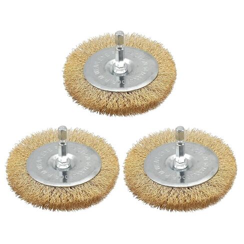 3PC Brass Coated Wire Wheel Brush Kit for Drill, Crimped Cup Brush with 1/4-Inch Shank,0.13mm Coated Brass Wire Brushes, for Fast Removal of Rust, Paint and Scale from Metal and Wood in Saudi Arabia