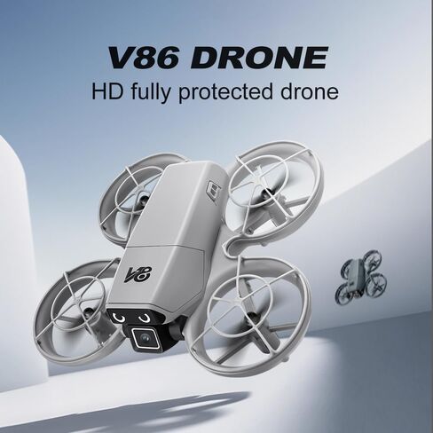 Mini RC Drone with Cameras, Propeller Guard, FPV & Altitude for Kids 8-12 | 2 batteries, 4-side obstacle avoidance, optical flow, bright light eyes, one-key takeoff, 3D flips for beginners (Gray-White) in Saudi Arabia