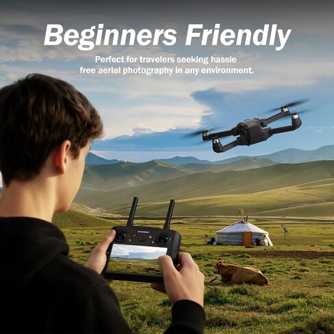GPS FPV Drone with EIS Camera for Adults, 4.5 Inch LCD Screen on Controller，Al Track with Professional GPS，Follow Me, Auto Return，Easy Fly and Foldable Quadcopter for Beginners，Under 249g in Saudi Arabia