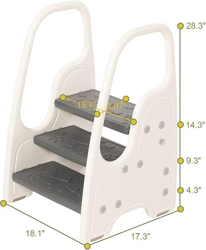 3 Step Stool with Handle for Toddler and Kids, Adjustable 3 Step Stool for Kids with Handles and Safety Non-Slip Pads,Standing Tower for Bathroom Sink, Potty Training(Gray). in Saudi Arabia