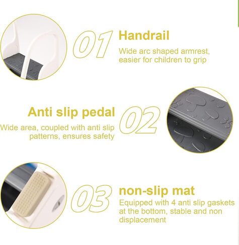 3 Step Stool with Handle for Toddler and Kids, Adjustable 3 Step Stool for Kids with Handles and Safety Non-Slip Pads,Standing Tower for Bathroom Sink, Potty Training(Gray). in Saudi Arabia
