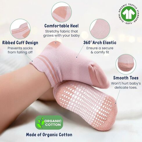 GOTS Organic Cotton Blend Ankle Toddler Socks 6M-12M-2t-3t-4t-5t Baby Gift in Kuwait
