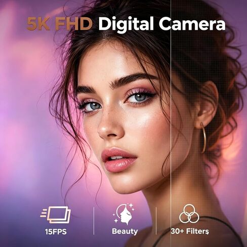 5K Digital Cameras for Photography12X Optical Zoom (No Card) | Macro WiFi Vlogging Camera with Flip Screen,Auto Focus Campact Vlog Camera for Travel Flash 2 Batteries in Saudi Arabia