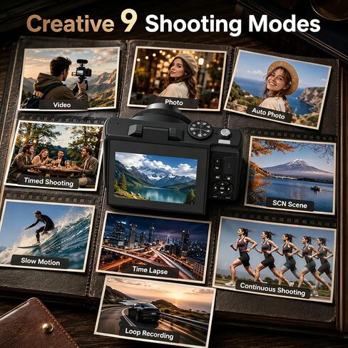 5K Digital Cameras for Photography12X Optical Zoom (No Card) | Macro WiFi Vlogging Camera with Flip Screen,Auto Focus Campact Vlog Camera for Travel Flash 2 Batteries in Saudi Arabia