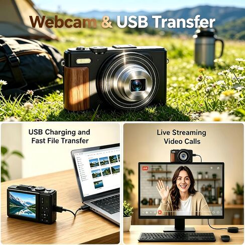5K Digital Cameras for Photography12X Optical Zoom (No Card) | Macro WiFi Vlogging Camera with Flip Screen,Auto Focus Campact Vlog Camera for Travel Flash 2 Batteries in Saudi Arabia