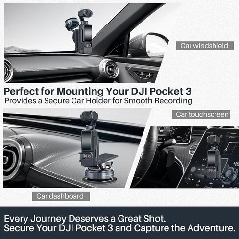 All-in-One Mount Kit for DJI Osmo Pocket 3, Pocket 4 & Phone | Car Windshield Suction & Magnetic Base Combo | Hands-Free Modular Accessories for Dashcam Vlogging Fitness Recording in Kuwait