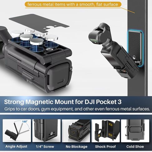 All-in-One Mount Kit for DJI Osmo Pocket 3, Pocket 4 & Phone | Car Windshield Suction & Magnetic Base Combo | Hands-Free Modular Accessories for Dashcam Vlogging Fitness Recording in Kuwait
