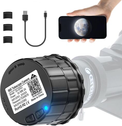 WiFi Telescope Eyepiece Camera for Astronomy - 4MP Electronic Eyepiece Camera for Astrophotography, Planetary and Bird Watching, Fits 25mm-50mm Optical Telescopes and Microscopes in Kuwait