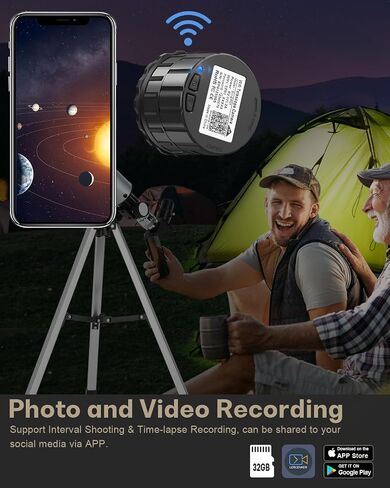 WiFi Telescope Eyepiece Camera for Astronomy - 4MP Electronic Eyepiece Camera for Astrophotography, Planetary and Bird Watching, Fits 25mm-50mm Optical Telescopes and Microscopes in Kuwait