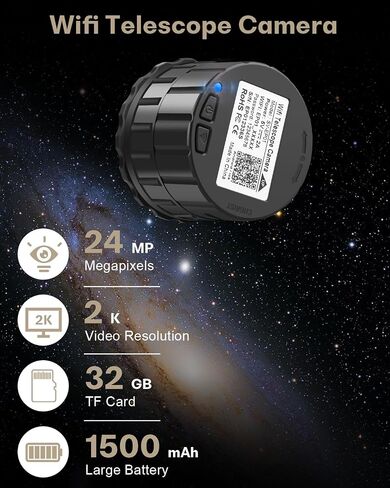 WiFi Telescope Eyepiece Camera for Astronomy - 4MP Electronic Eyepiece Camera for Astrophotography, Planetary and Bird Watching, Fits 25mm-50mm Optical Telescopes and Microscopes in Kuwait