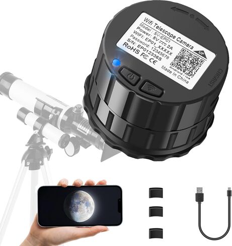 WiFi Telescope Eyepiece Camera for Astronomy - 4MP Electronic Eyepiece Camera for Astrophotography, Planetary and Bird Watching, Fits 25mm-50mm Optical Telescopes and Microscopes in Kuwait