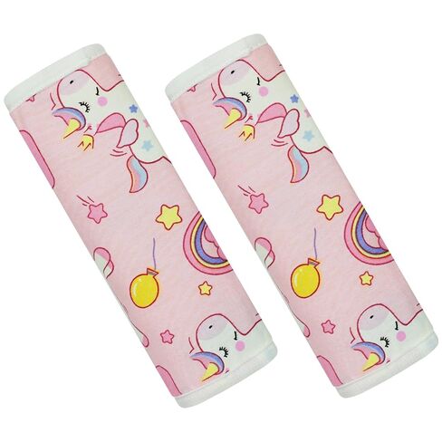 Baby Strap Cover for Children, 2 Pcs Infant Car Seat Belt Cover Pad, Neck Pad Protector for Kids Newborn Toddlers (Pink Flower) in Kuwait